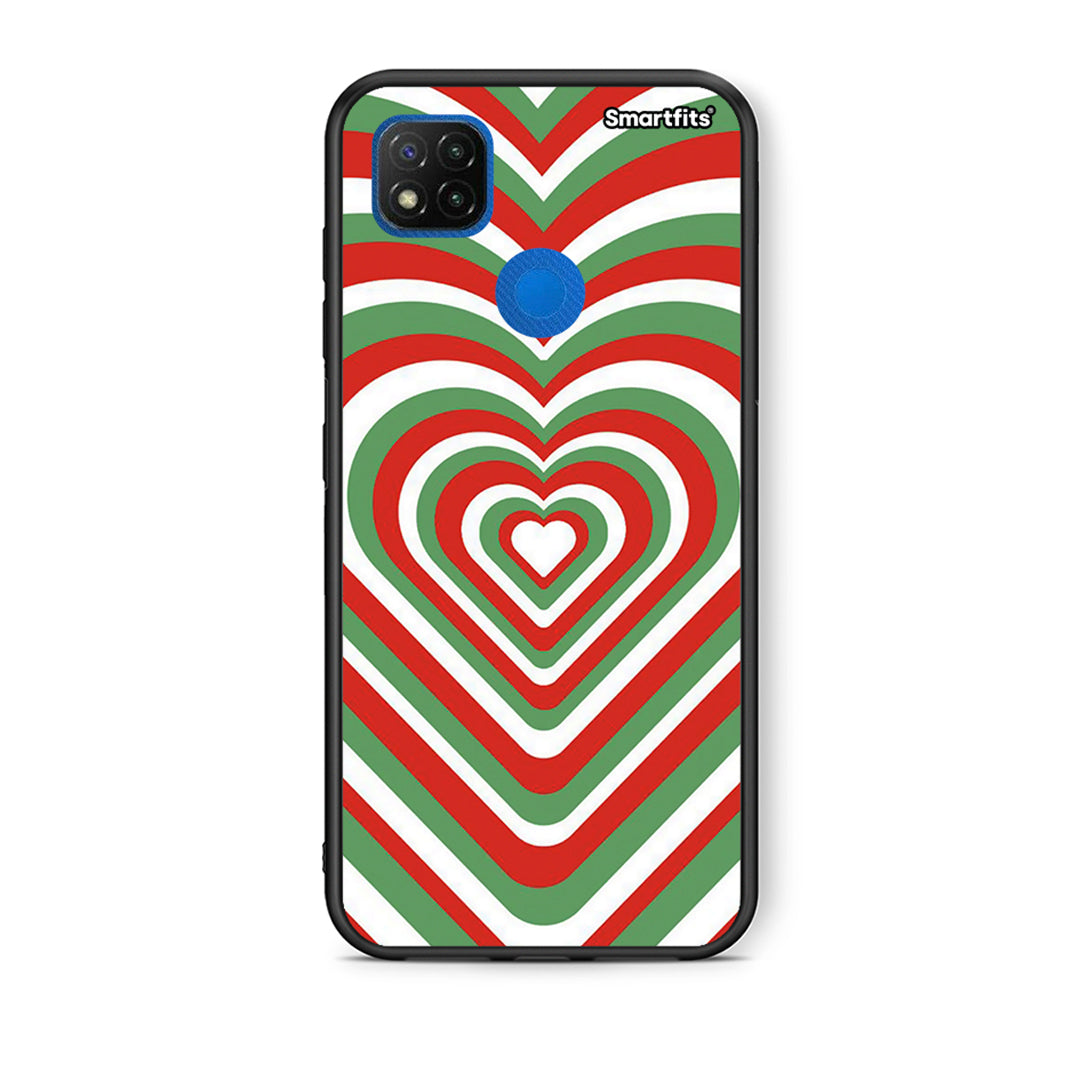 Θήκη Xiaomi Redmi 9C Christmas Hearts από τη Smartfits με σχέδιο στο πίσω μέρος και μαύρο περίβλημα | Xiaomi Redmi 9C Christmas Hearts case with colorful back and black bezels