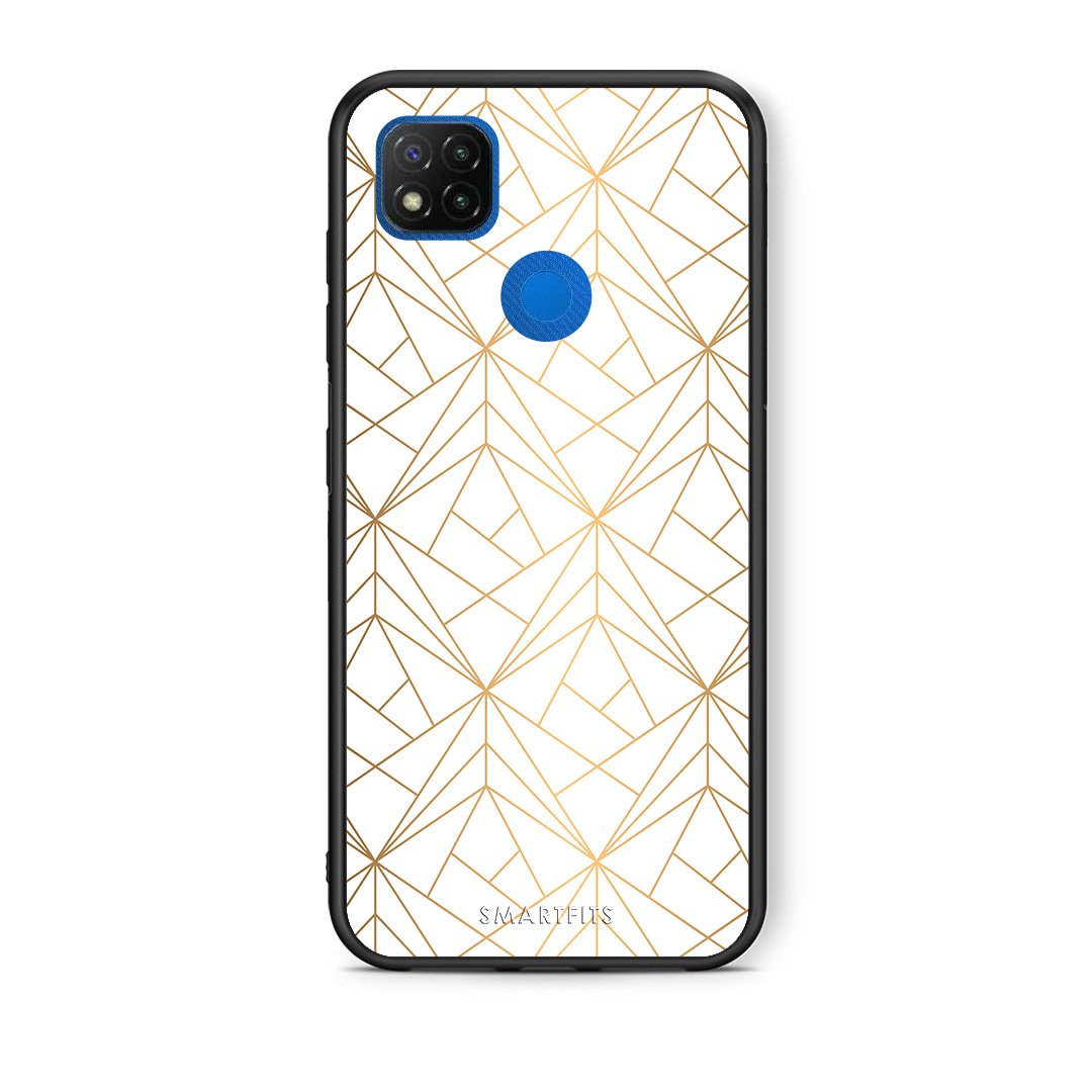 Θήκη Xiaomi Redmi 9C Luxury White Geometric από τη Smartfits με σχέδιο στο πίσω μέρος και μαύρο περίβλημα | Xiaomi Redmi 9C Luxury White Geometric case with colorful back and black bezels