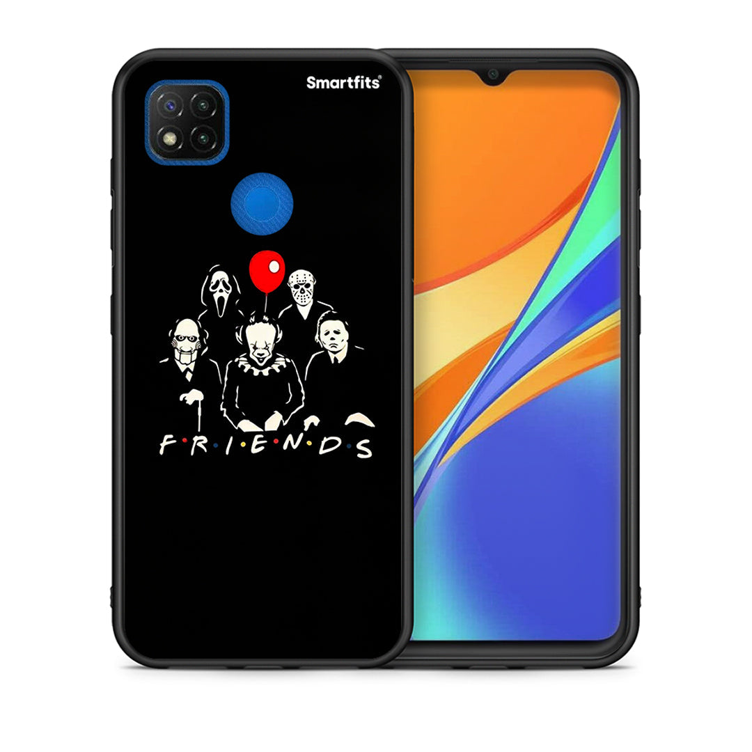 Θήκη Xiaomi Redmi 9C Halloween Friends από τη Smartfits με σχέδιο στο πίσω μέρος και μαύρο περίβλημα | Xiaomi Redmi 9C Halloween Friends case with colorful back and black bezels