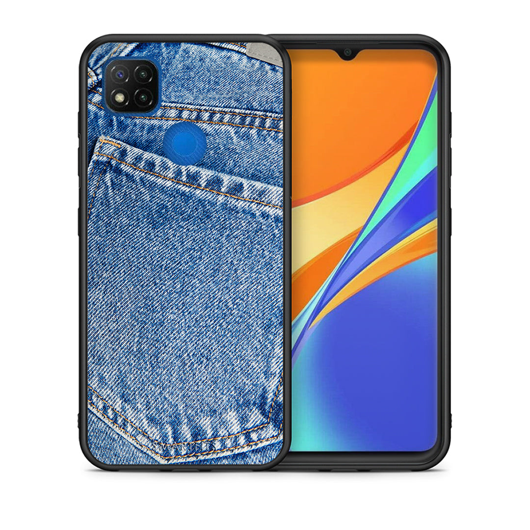 Θήκη Xiaomi Redmi 9C Jeans Pocket από τη Smartfits με σχέδιο στο πίσω μέρος και μαύρο περίβλημα | Xiaomi Redmi 9C Jeans Pocket case with colorful back and black bezels