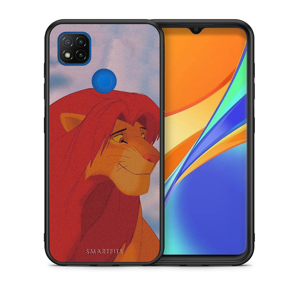 Θήκη Αγίου Βαλεντίνου Xiaomi Redmi 9C Lion Love 1 από τη Smartfits με σχέδιο στο πίσω μέρος και μαύρο περίβλημα | Xiaomi Redmi 9C Lion Love 1 case with colorful back and black bezels