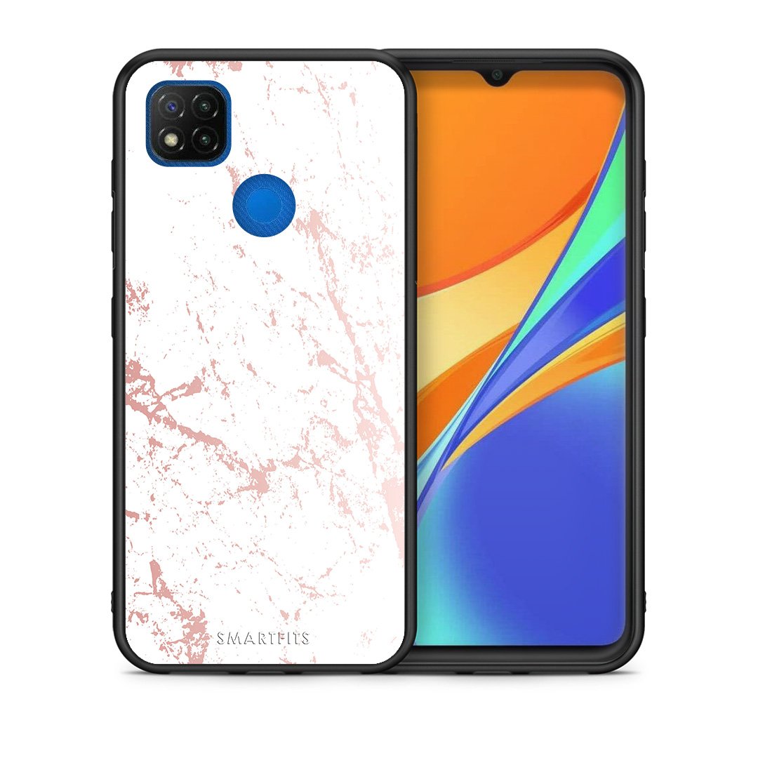 Θήκη Xiaomi Redmi 9C Pink Splash Marble από τη Smartfits με σχέδιο στο πίσω μέρος και μαύρο περίβλημα | Xiaomi Redmi 9C Pink Splash Marble case with colorful back and black bezels