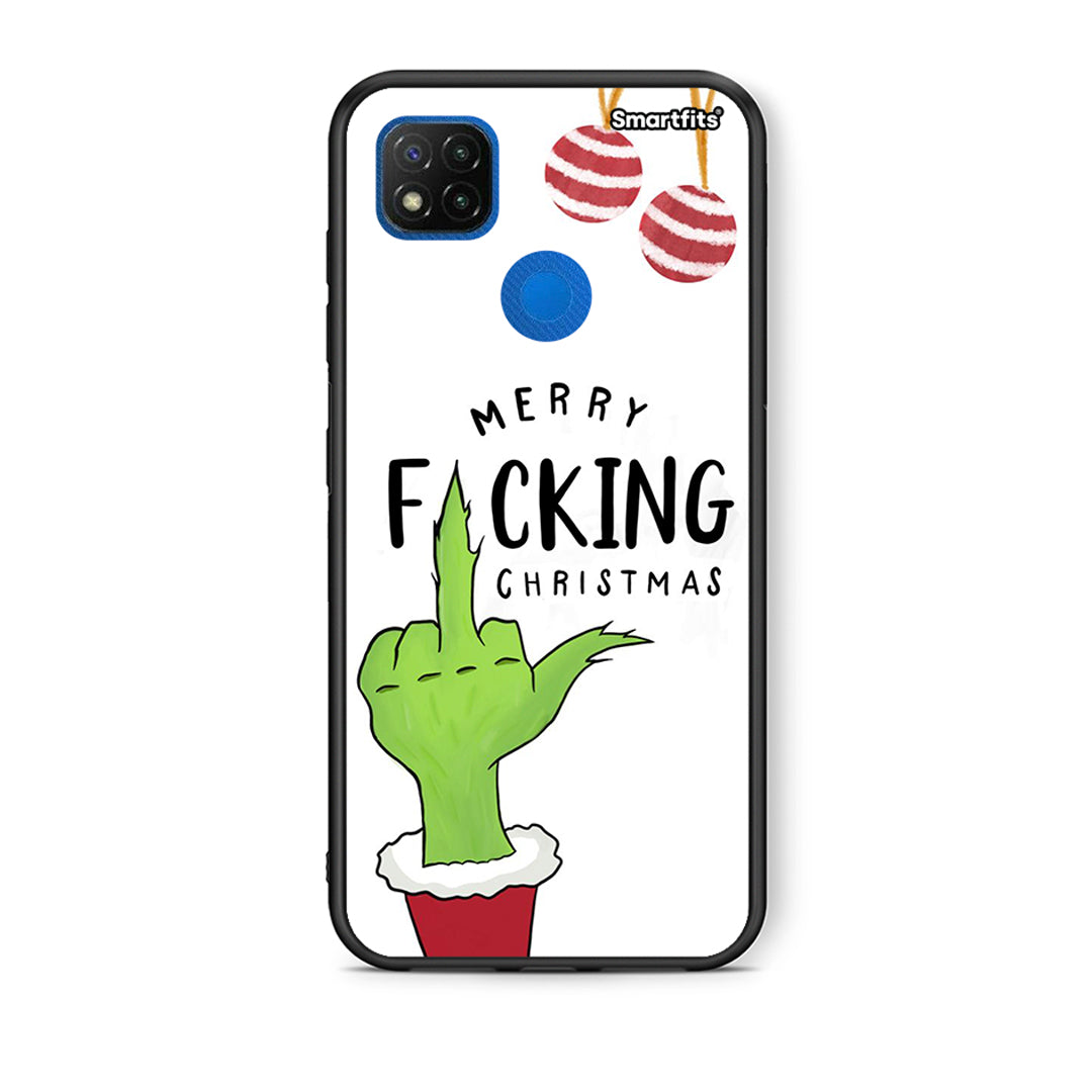 Θήκη Xiaomi Redmi 9C Merry F Xmas από τη Smartfits με σχέδιο στο πίσω μέρος και μαύρο περίβλημα | Xiaomi Redmi 9C Merry F Xmas case with colorful back and black bezels