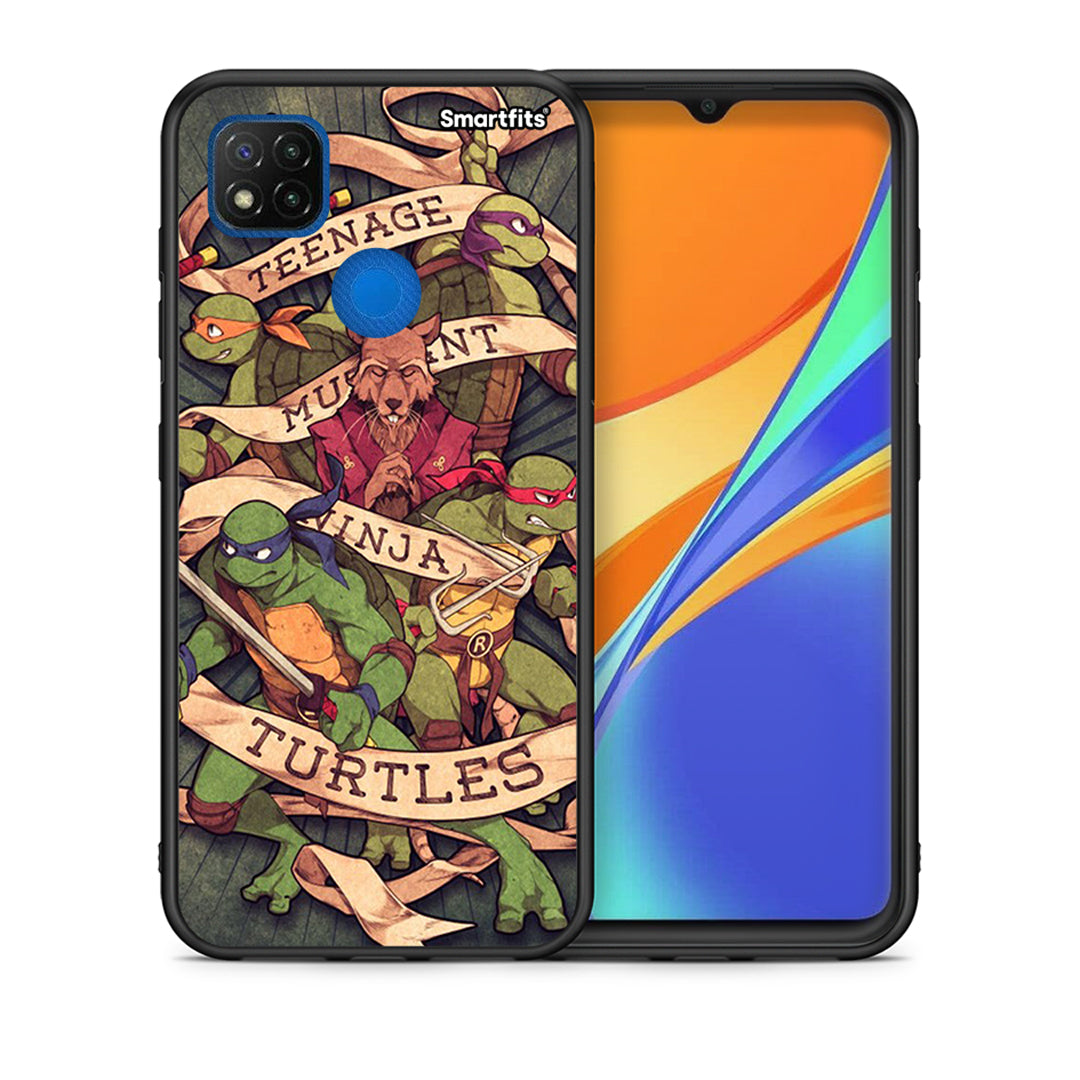 Θήκη Xiaomi Redmi 9C Ninja Turtles από τη Smartfits με σχέδιο στο πίσω μέρος και μαύρο περίβλημα | Xiaomi Redmi 9C Ninja Turtles case with colorful back and black bezels