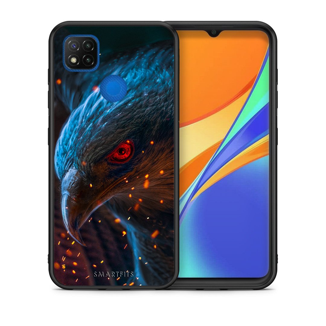 Θήκη Xiaomi Redmi 9C Eagle PopArt από τη Smartfits με σχέδιο στο πίσω μέρος και μαύρο περίβλημα | Xiaomi Redmi 9C Eagle PopArt case with colorful back and black bezels