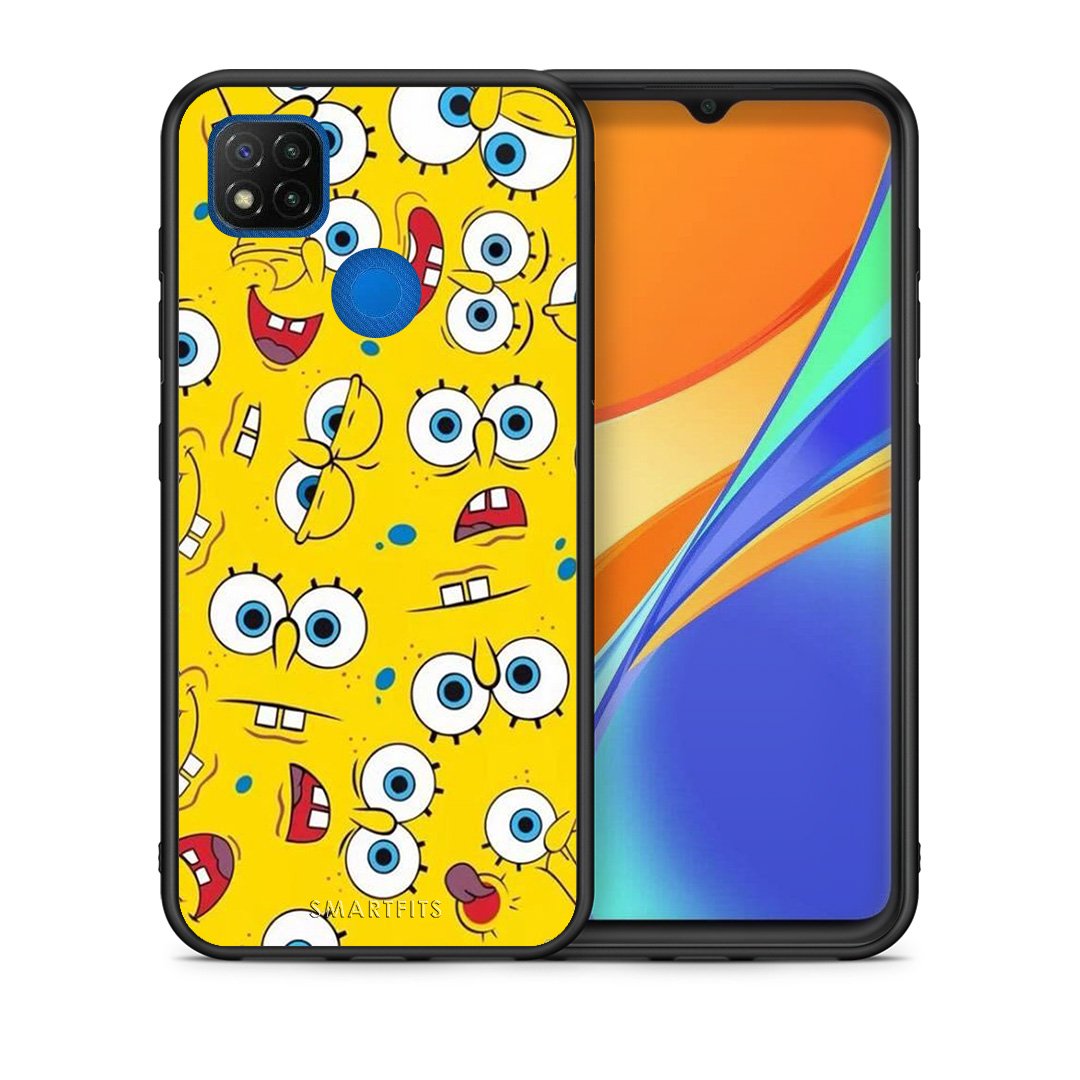 Θήκη Xiaomi Redmi 9C Sponge PopArt από τη Smartfits με σχέδιο στο πίσω μέρος και μαύρο περίβλημα | Xiaomi Redmi 9C Sponge PopArt case with colorful back and black bezels