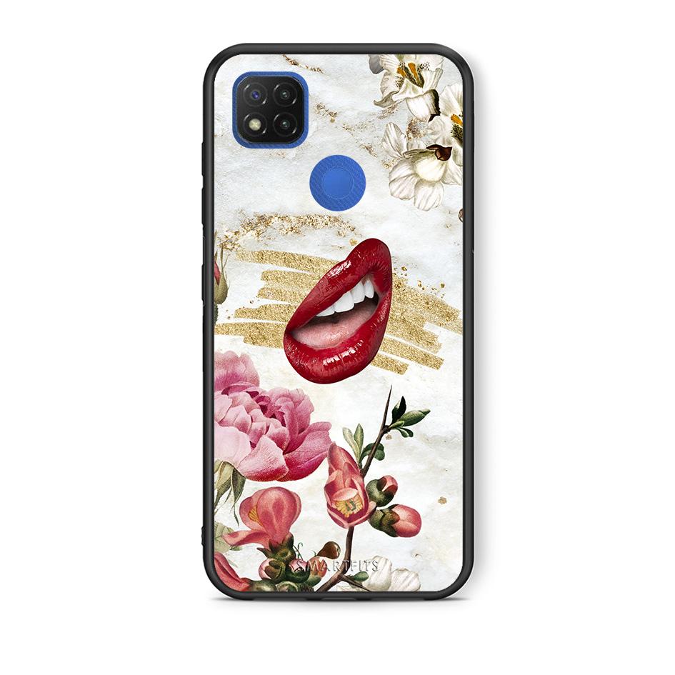 Θήκη Xiaomi Redmi 9C Red Lips από τη Smartfits με σχέδιο στο πίσω μέρος και μαύρο περίβλημα | Xiaomi Redmi 9C Red Lips case with colorful back and black bezels