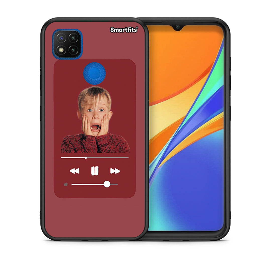 Θήκη Xiaomi Redmi 9C Xmas Alone Music από τη Smartfits με σχέδιο στο πίσω μέρος και μαύρο περίβλημα | Xiaomi Redmi 9C Xmas Alone Music case with colorful back and black bezels