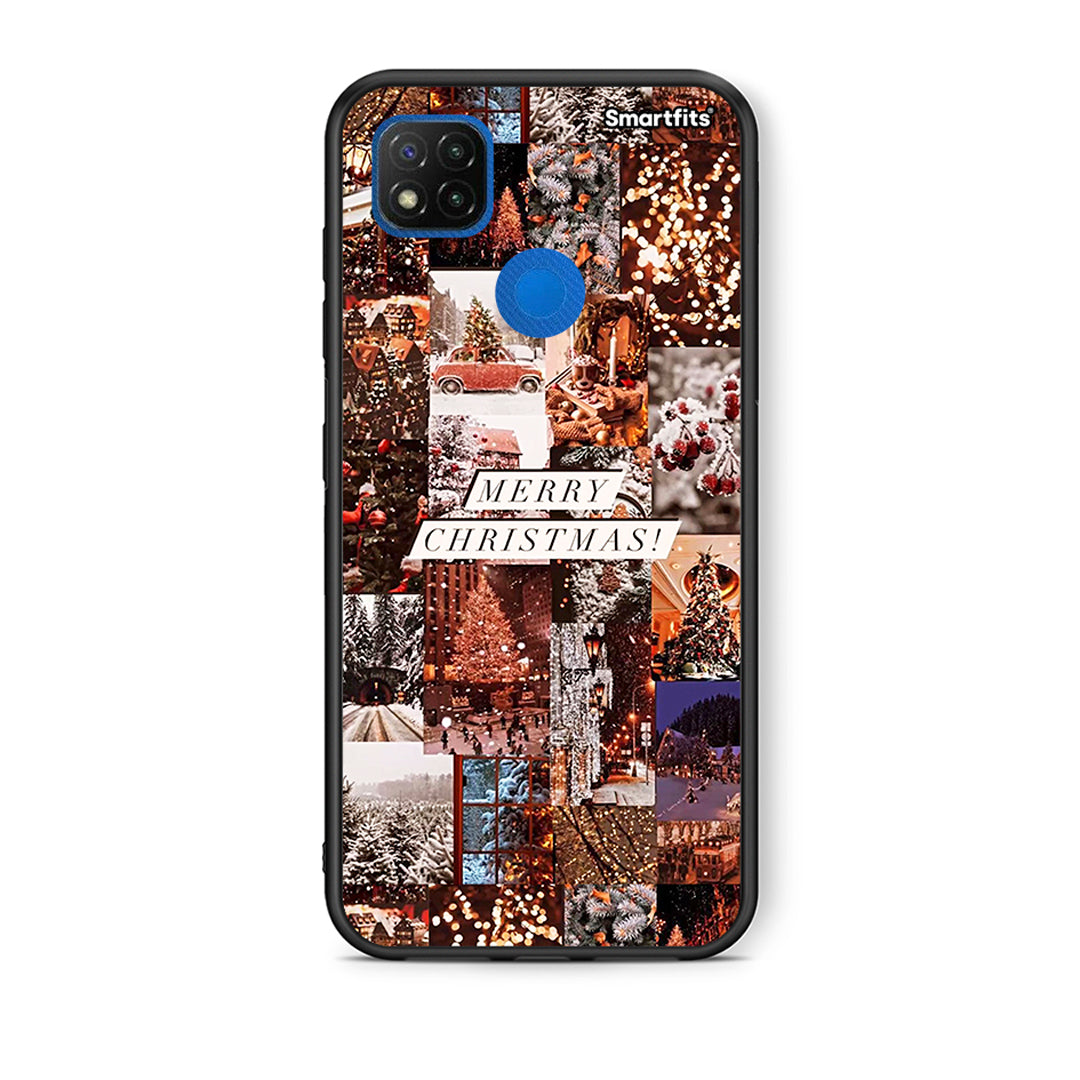 Θήκη Xiaomi Redmi 9C Xmas Collage από τη Smartfits με σχέδιο στο πίσω μέρος και μαύρο περίβλημα | Xiaomi Redmi 9C Xmas Collage case with colorful back and black bezels