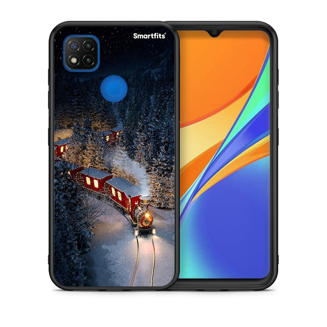 Θήκη Xiaomi Redmi 9C Xmas Train από τη Smartfits με σχέδιο στο πίσω μέρος και μαύρο περίβλημα | Xiaomi Redmi 9C Xmas Train case with colorful back and black bezels