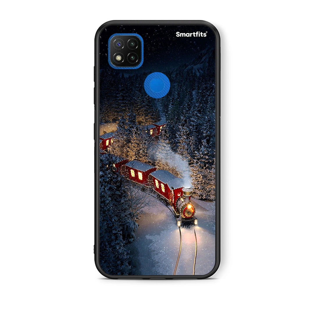 Θήκη Xiaomi Redmi 9C Xmas Train από τη Smartfits με σχέδιο στο πίσω μέρος και μαύρο περίβλημα | Xiaomi Redmi 9C Xmas Train case with colorful back and black bezels