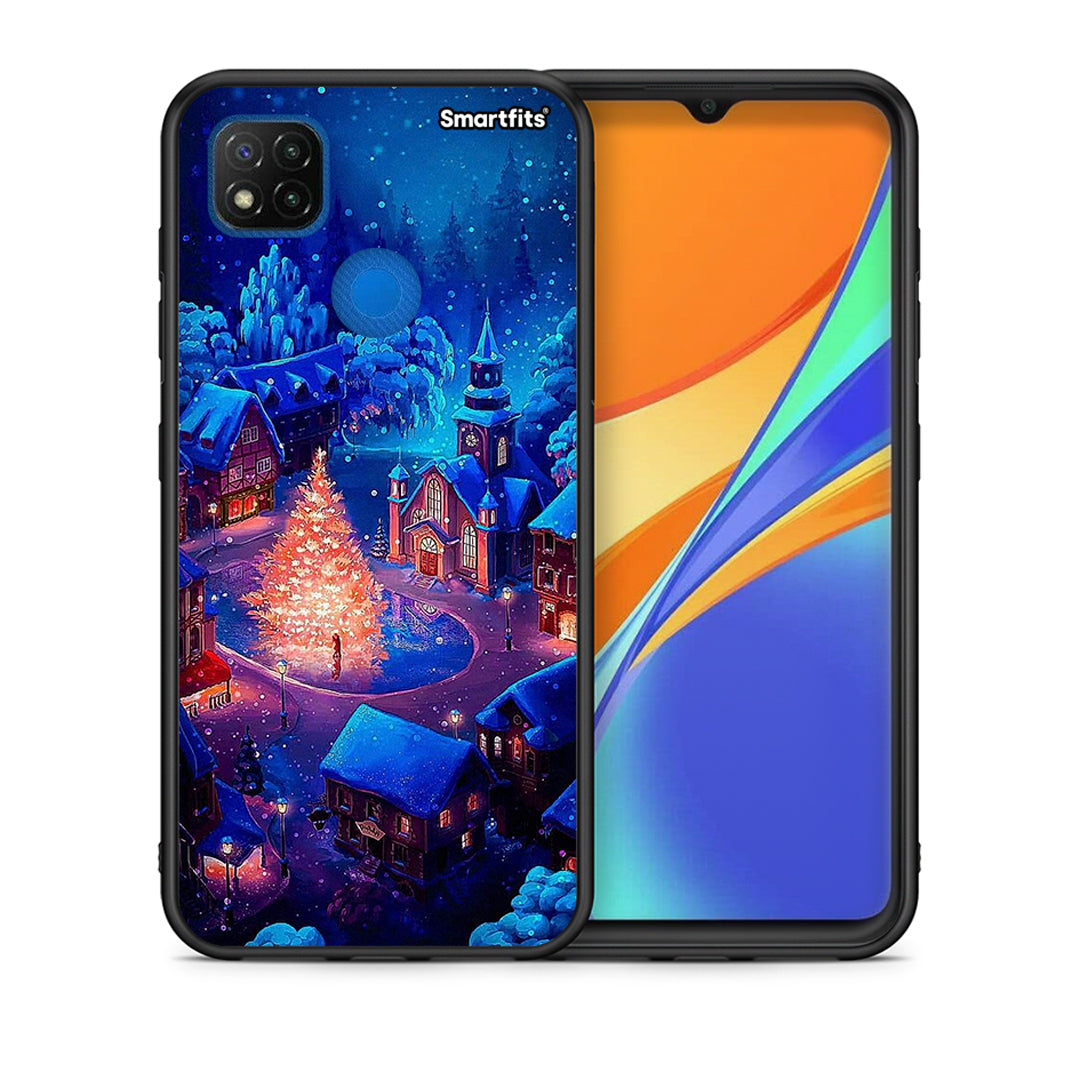 Θήκη Xiaomi Redmi 9C Xmas Village από τη Smartfits με σχέδιο στο πίσω μέρος και μαύρο περίβλημα | Xiaomi Redmi 9C Xmas Village case with colorful back and black bezels