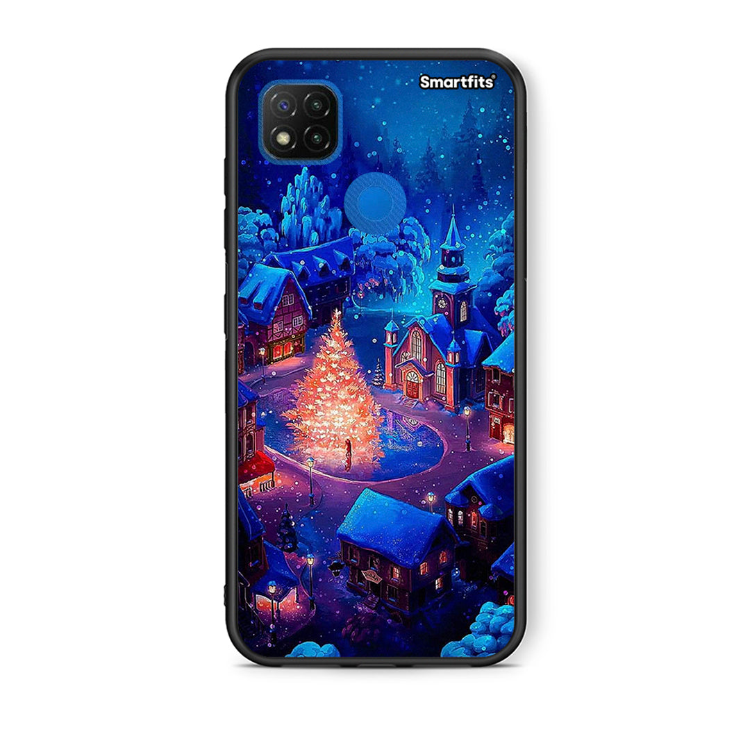 Θήκη Xiaomi Redmi 9C Xmas Village από τη Smartfits με σχέδιο στο πίσω μέρος και μαύρο περίβλημα | Xiaomi Redmi 9C Xmas Village case with colorful back and black bezels