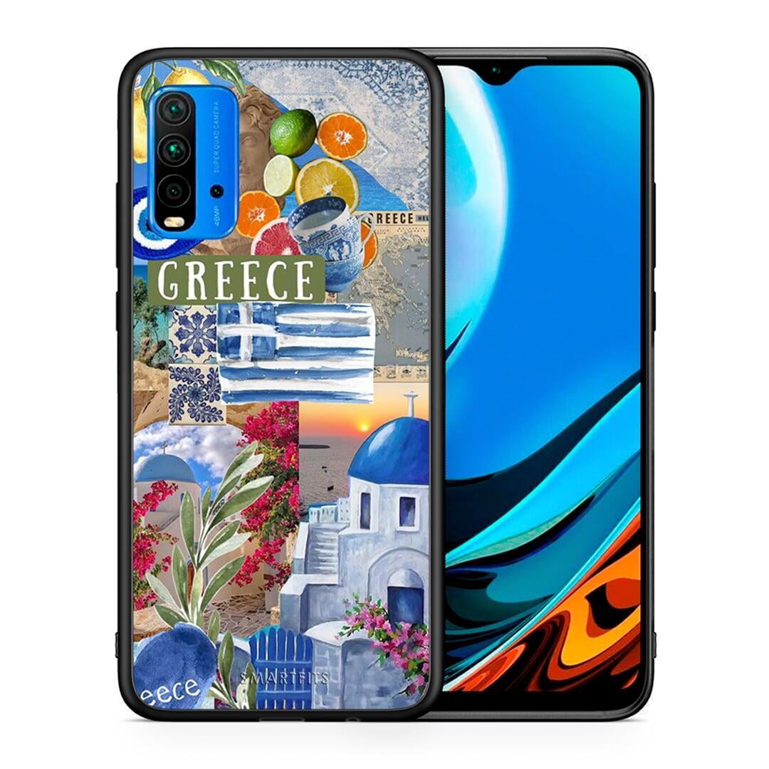 Θήκη Xiaomi Redmi 9T All Greek από τη Smartfits με σχέδιο στο πίσω μέρος και μαύρο περίβλημα | Xiaomi Redmi 9T All Greek case with colorful back and black bezels