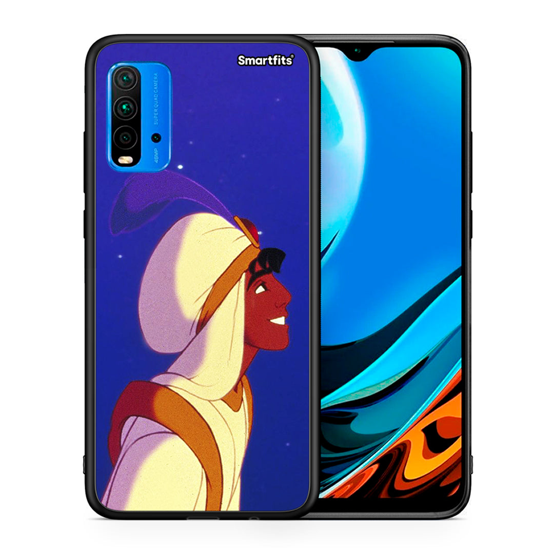 Θήκη Xiaomi Redmi 9T Alladin And Jasmine Love 1 από τη Smartfits με σχέδιο στο πίσω μέρος και μαύρο περίβλημα | Xiaomi Redmi 9T Alladin And Jasmine Love 1 case with colorful back and black bezels