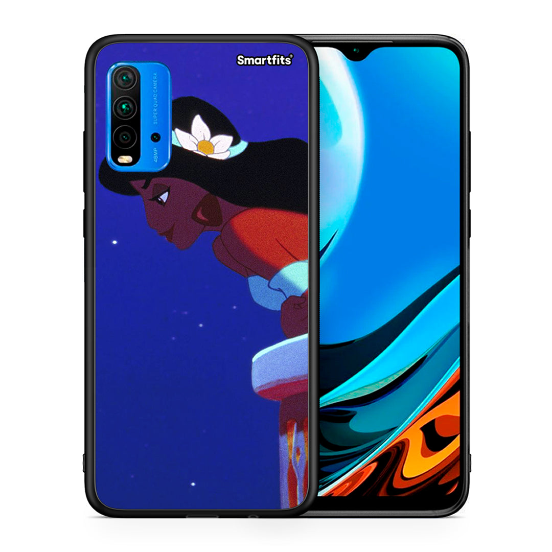 Θήκη Xiaomi Redmi 9T Alladin And Jasmine Love 2 από τη Smartfits με σχέδιο στο πίσω μέρος και μαύρο περίβλημα | Xiaomi Redmi 9T Alladin And Jasmine Love 2 case with colorful back and black bezels