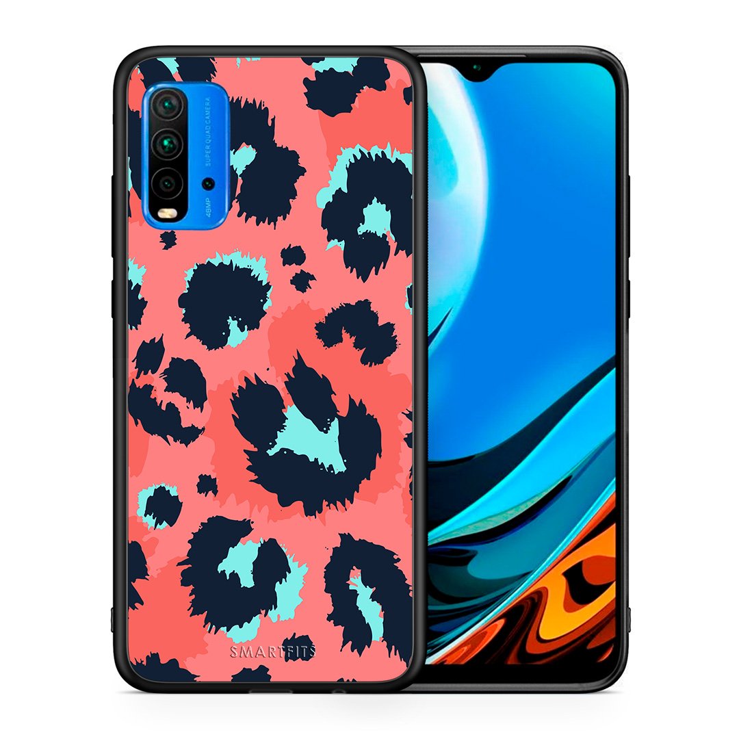 Θήκη Xiaomi Poco M3 Pink Leopard Animal από τη Smartfits με σχέδιο στο πίσω μέρος και μαύρο περίβλημα | Xiaomi Poco M3 Pink Leopard Animal case with colorful back and black bezels