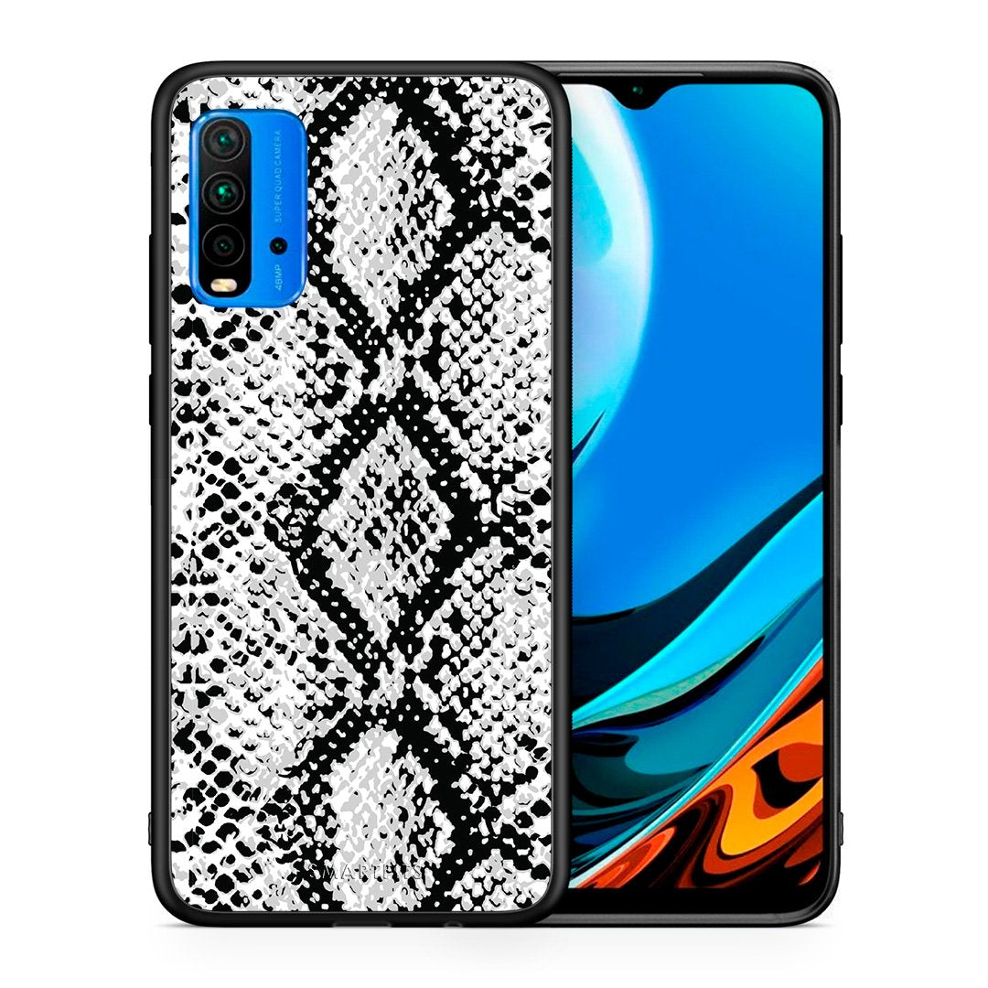 Θήκη Xiaomi Poco M3 White Snake Animal από τη Smartfits με σχέδιο στο πίσω μέρος και μαύρο περίβλημα | Xiaomi Poco M3 White Snake Animal case with colorful back and black bezels