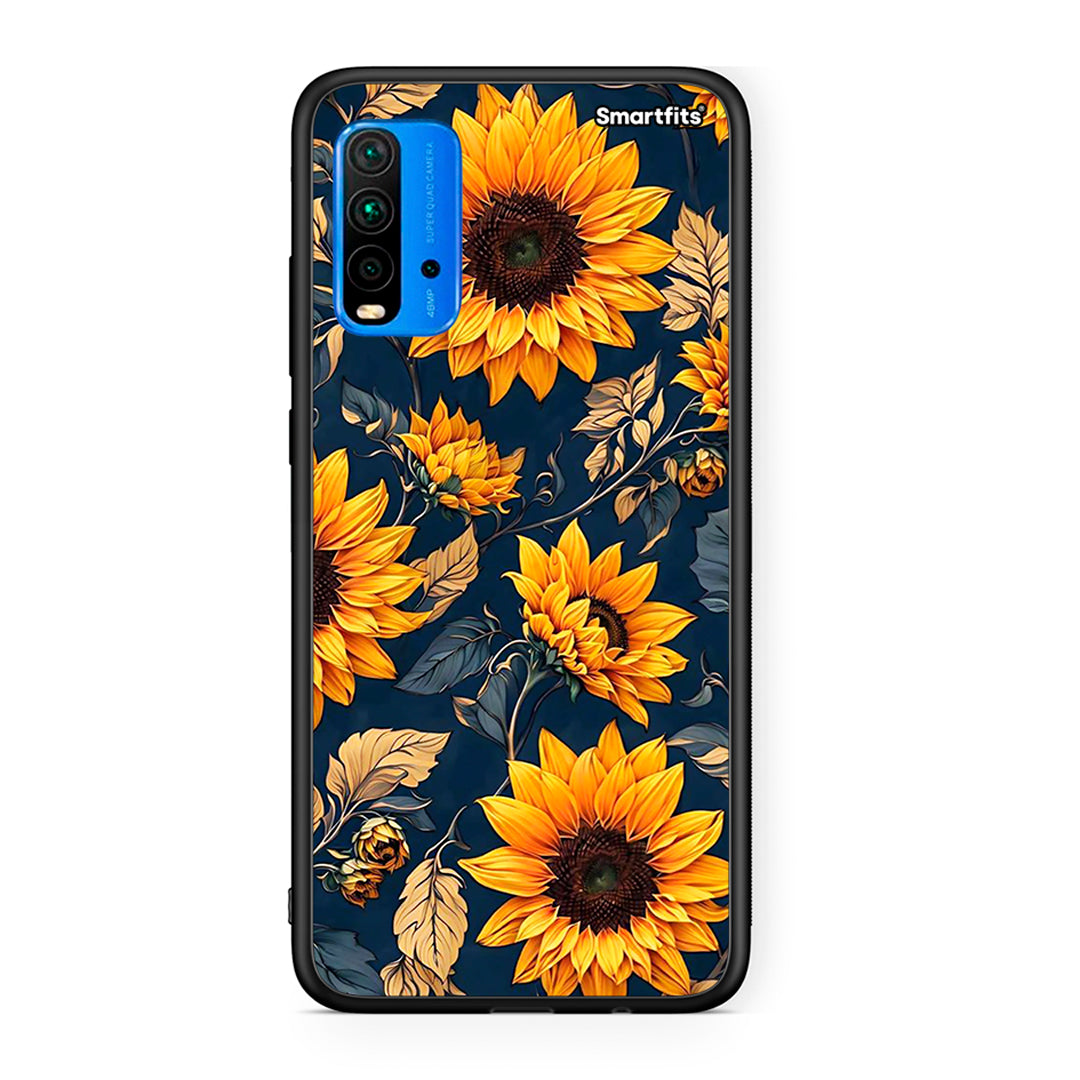 Xiaomi Redmi 9T Autumn Sunflowers Θήκη από τη Smartfits με σχέδιο στο πίσω μέρος και μαύρο περίβλημα | Smartphone case with colorful back and black bezels by Smartfits