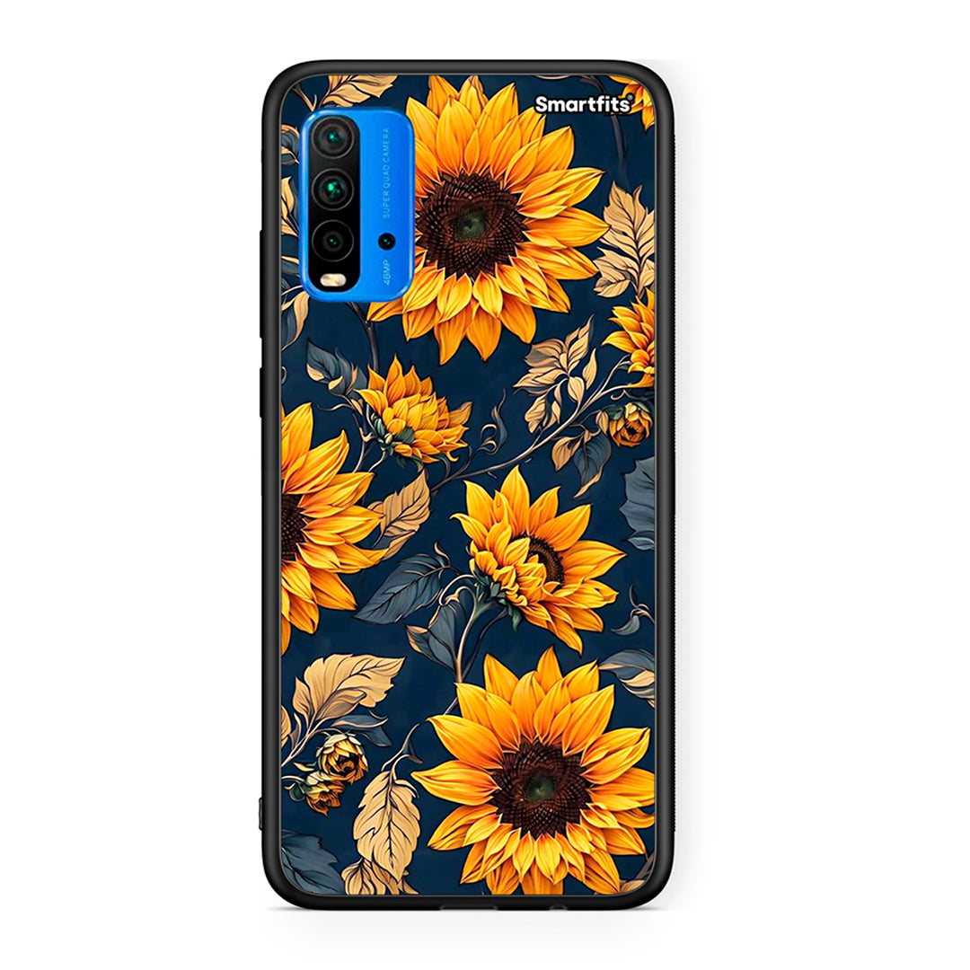 Xiaomi Poco M3 Autumn Sunflowers Θήκη από τη Smartfits με σχέδιο στο πίσω μέρος και μαύρο περίβλημα | Smartphone case with colorful back and black bezels by Smartfits