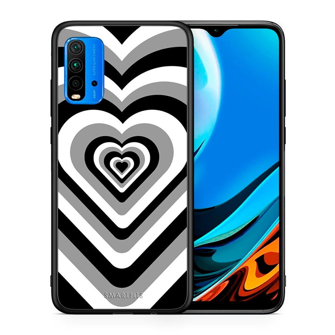 Θήκη Xiaomi Redmi 9T Black Hearts από τη Smartfits με σχέδιο στο πίσω μέρος και μαύρο περίβλημα | Xiaomi Redmi 9T Black Hearts case with colorful back and black bezels