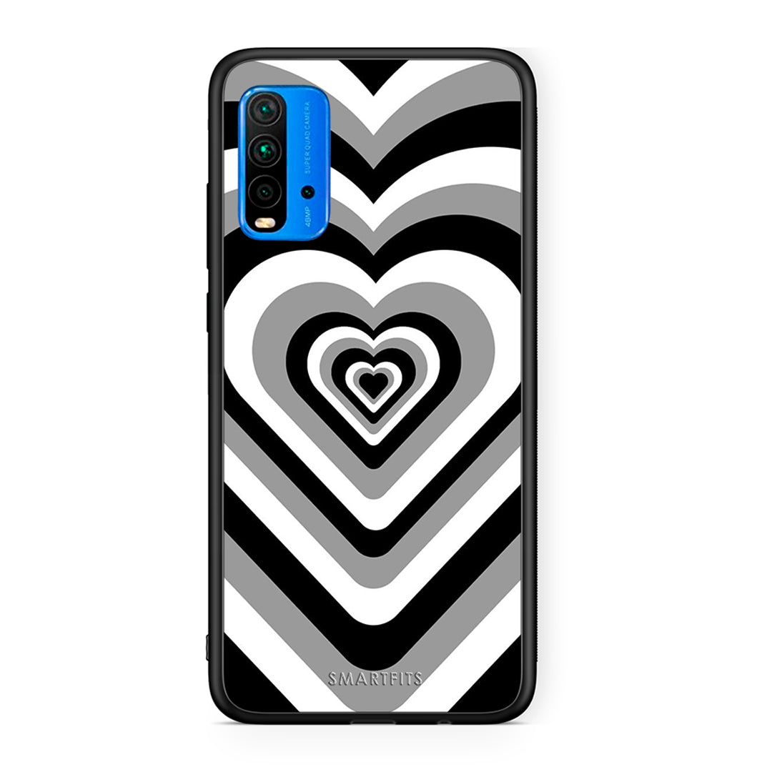 Xiaomi Redmi 9T Black Hearts θήκη από τη Smartfits με σχέδιο στο πίσω μέρος και μαύρο περίβλημα | Smartphone case with colorful back and black bezels by Smartfits