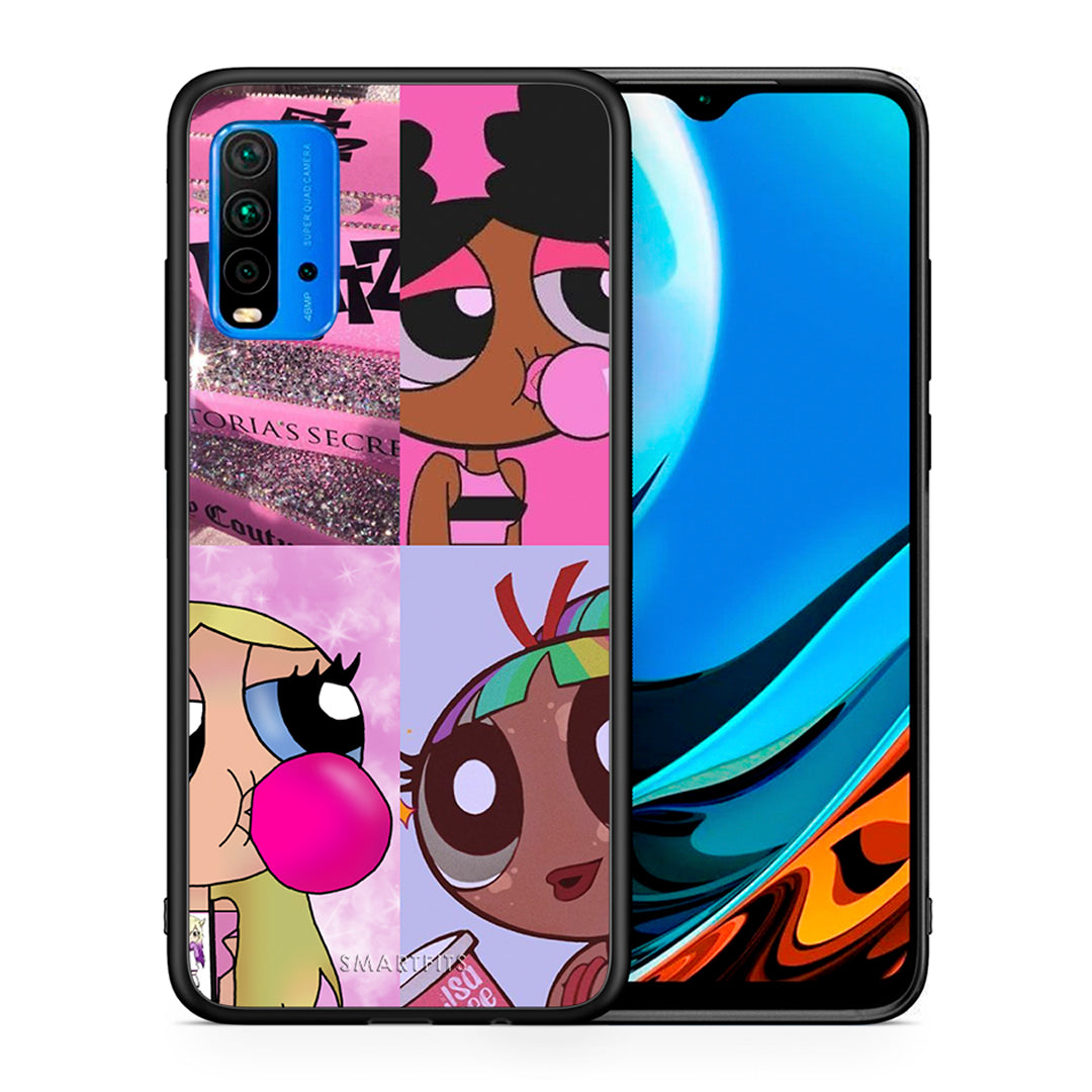 Θήκη Αγίου Βαλεντίνου Xiaomi Poco M3 Bubble Girls από τη Smartfits με σχέδιο στο πίσω μέρος και μαύρο περίβλημα | Xiaomi Poco M3 Bubble Girls case with colorful back and black bezels