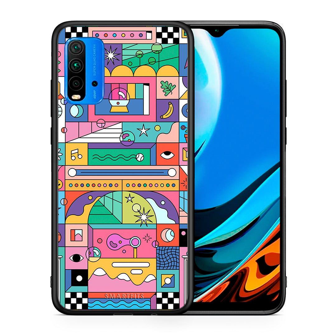 Θήκη Xiaomi Redmi 9T Bubbles Soap από τη Smartfits με σχέδιο στο πίσω μέρος και μαύρο περίβλημα | Xiaomi Redmi 9T Bubbles Soap case with colorful back and black bezels