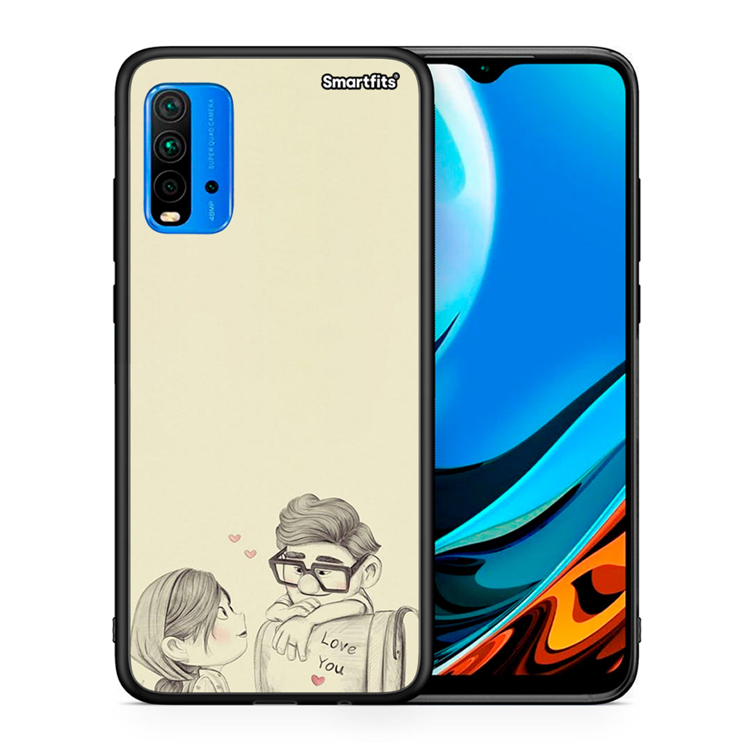 Θήκη Xiaomi Redmi 9T Carl And Ellie από τη Smartfits με σχέδιο στο πίσω μέρος και μαύρο περίβλημα | Xiaomi Redmi 9T Carl And Ellie case with colorful back and black bezels