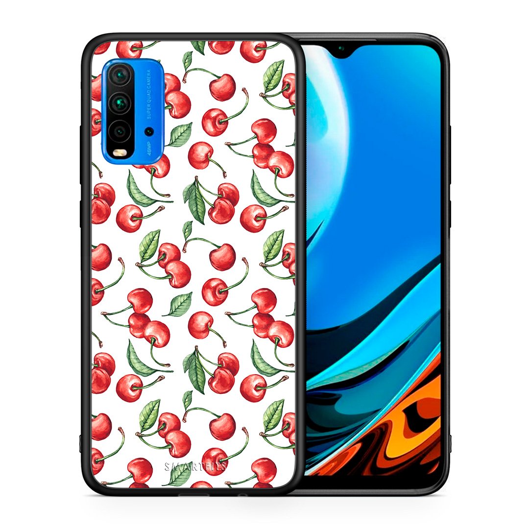 Θήκη Xiaomi Poco M3 Cherry Summer από τη Smartfits με σχέδιο στο πίσω μέρος και μαύρο περίβλημα | Xiaomi Poco M3 Cherry Summer case with colorful back and black bezels