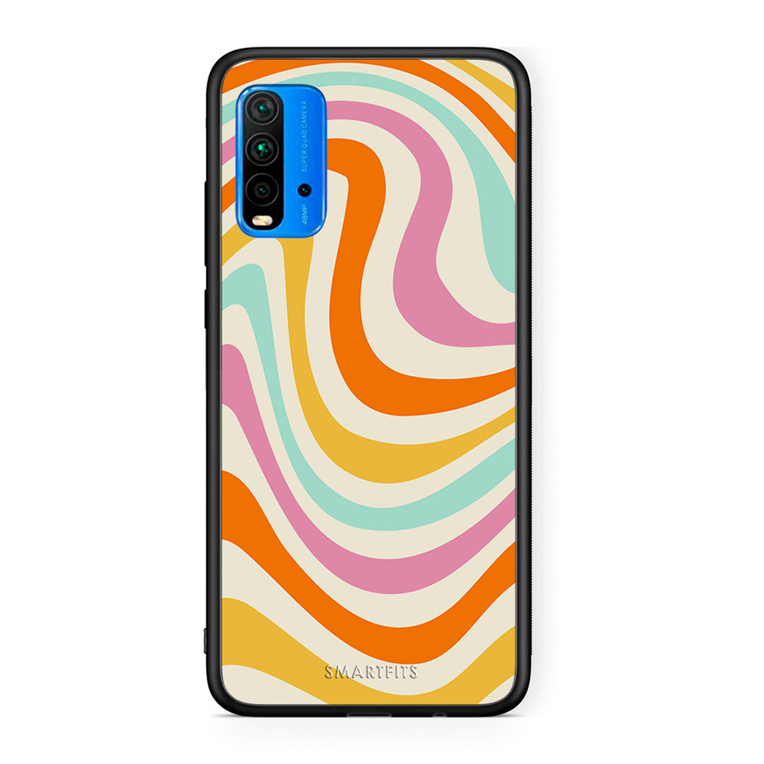 Xiaomi Poco M3 Colourful Waves θήκη από τη Smartfits με σχέδιο στο πίσω μέρος και μαύρο περίβλημα | Smartphone case with colorful back and black bezels by Smartfits