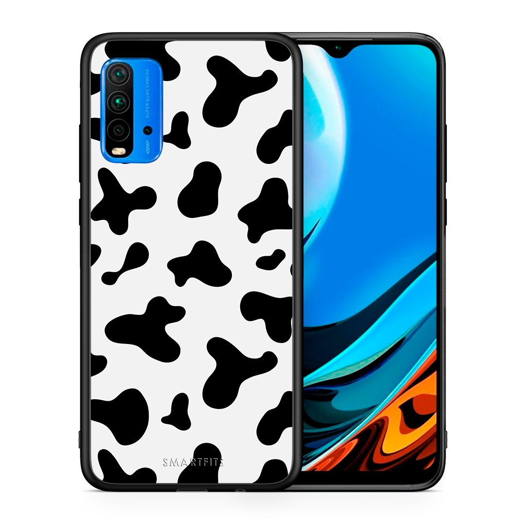 Θήκη Xiaomi Poco M3 Cow Print από τη Smartfits με σχέδιο στο πίσω μέρος και μαύρο περίβλημα | Xiaomi Poco M3 Cow Print case with colorful back and black bezels