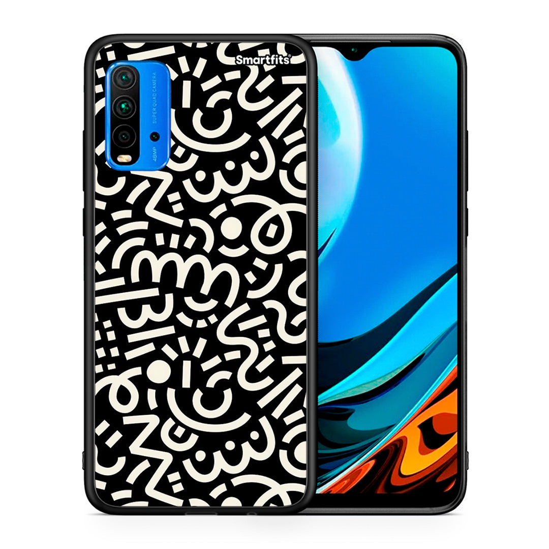 Θήκη Xiaomi Redmi 9T Doodle Art από τη Smartfits με σχέδιο στο πίσω μέρος και μαύρο περίβλημα | Xiaomi Redmi 9T Doodle Art case with colorful back and black bezels