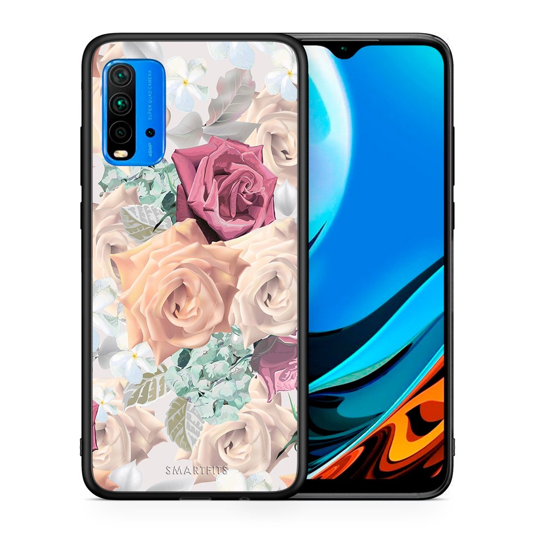 Θήκη Xiaomi Poco M3 Bouquet Floral από τη Smartfits με σχέδιο στο πίσω μέρος και μαύρο περίβλημα | Xiaomi Poco M3 Bouquet Floral case with colorful back and black bezels