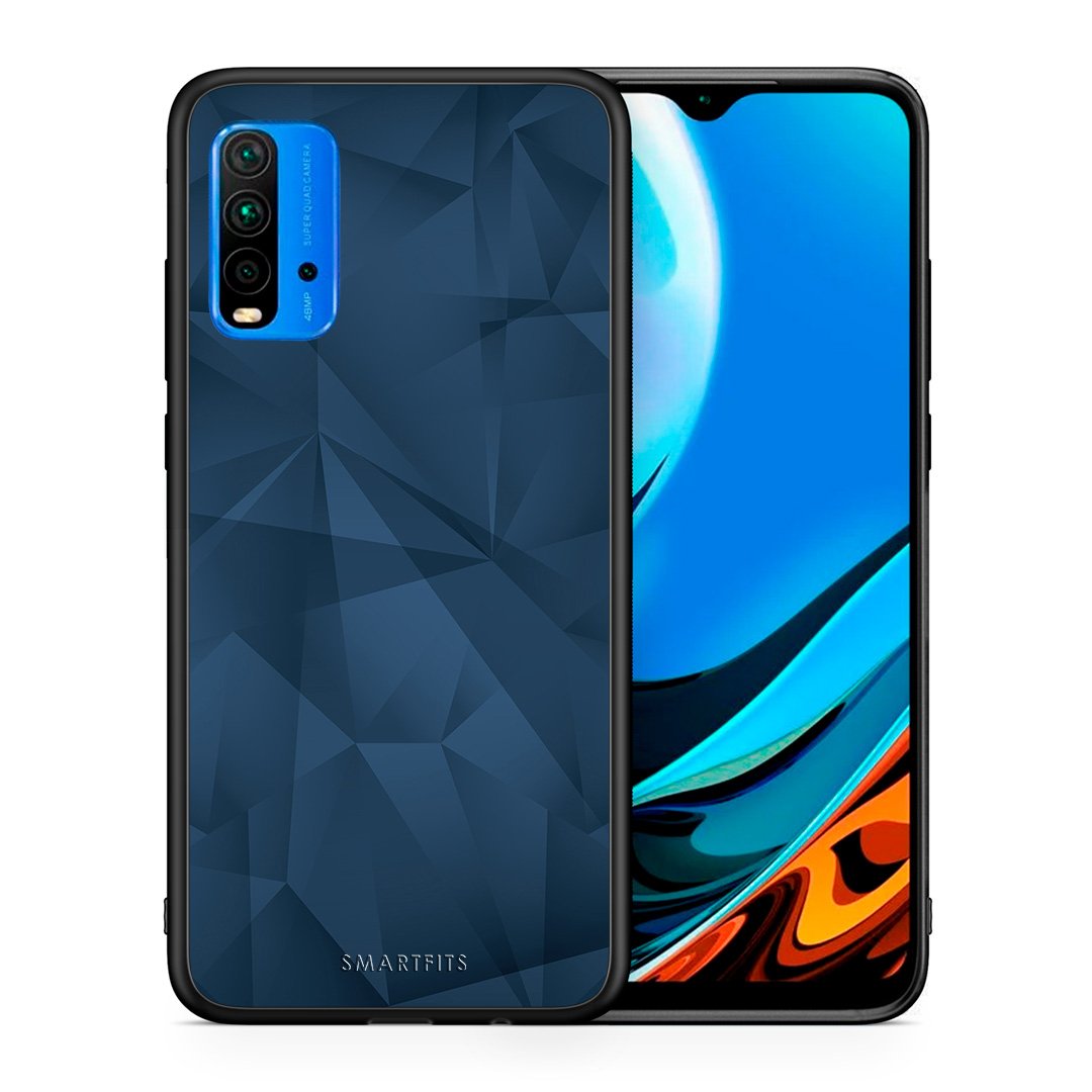 Θήκη Xiaomi Poco M3 Blue Abstract Geometric από τη Smartfits με σχέδιο στο πίσω μέρος και μαύρο περίβλημα | Xiaomi Poco M3 Blue Abstract Geometric case with colorful back and black bezels