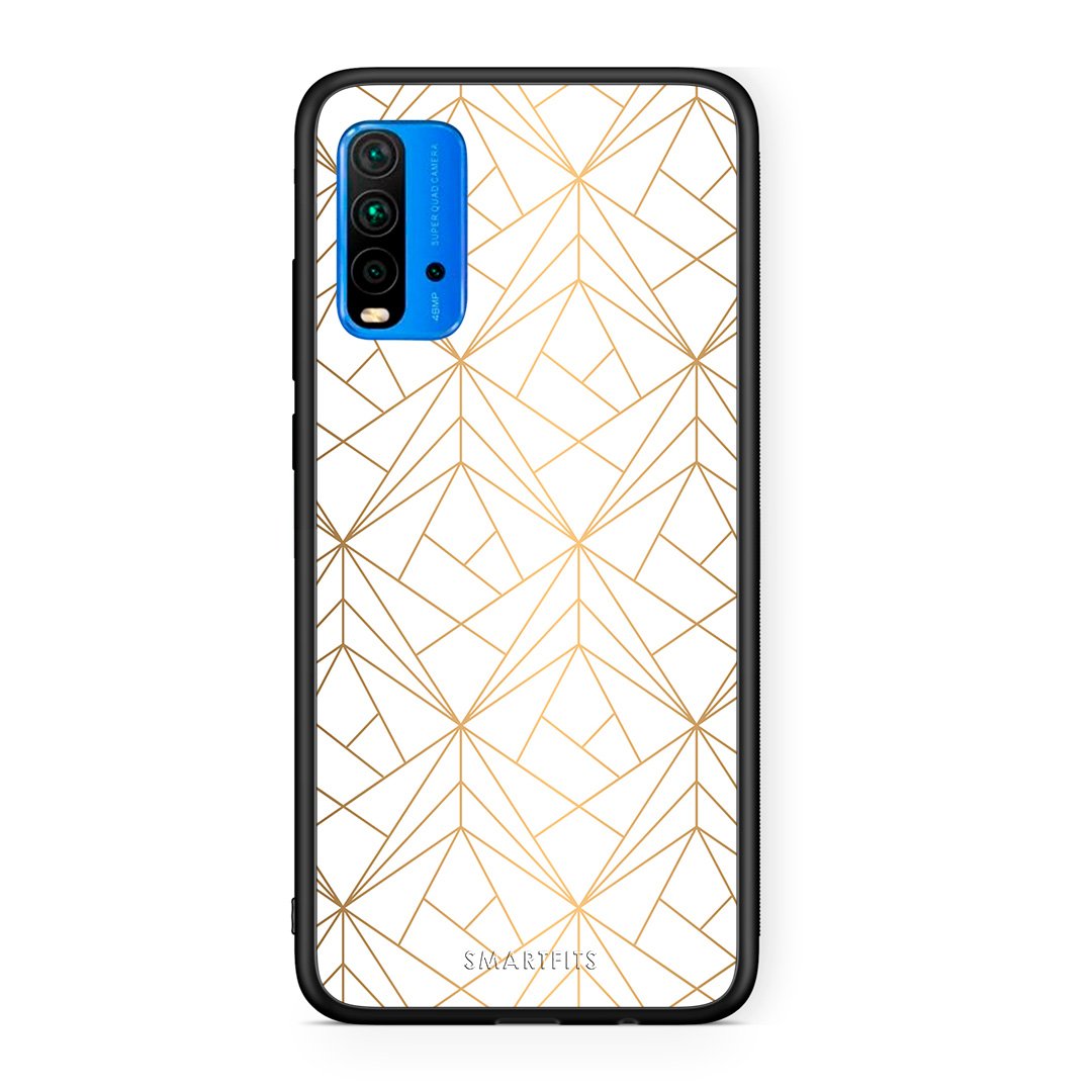 111 - Xiaomi Poco M3 Luxury White Geometric case, cover, bumper