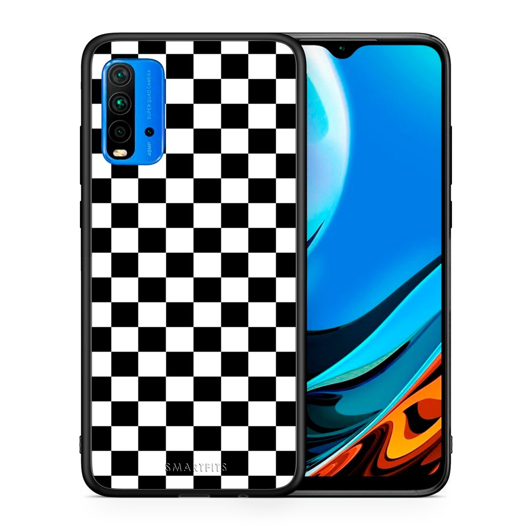 Θήκη Xiaomi Poco M3 Squares Geometric από τη Smartfits με σχέδιο στο πίσω μέρος και μαύρο περίβλημα | Xiaomi Poco M3 Squares Geometric case with colorful back and black bezels