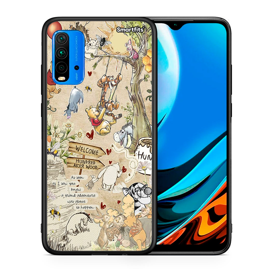 Θήκη Xiaomi Redmi 9T Happy Friends από τη Smartfits με σχέδιο στο πίσω μέρος και μαύρο περίβλημα | Xiaomi Redmi 9T Happy Friends case with colorful back and black bezels