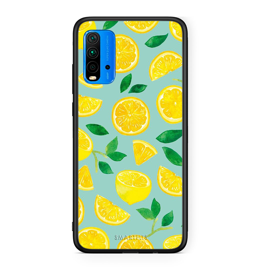 Xiaomi Redmi 9T Lemons θήκη από τη Smartfits με σχέδιο στο πίσω μέρος και μαύρο περίβλημα | Smartphone case with colorful back and black bezels by Smartfits