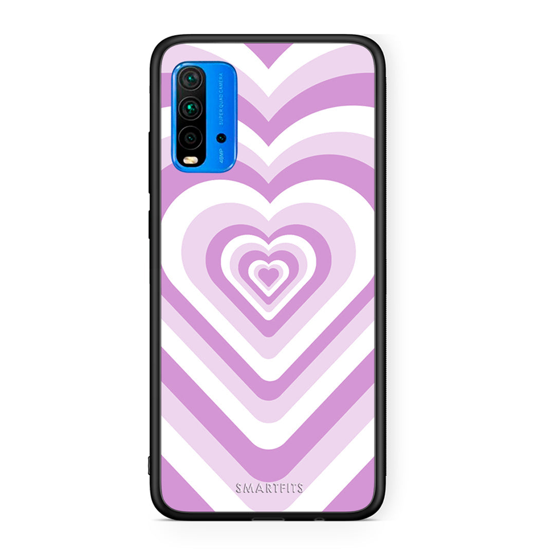 Xiaomi Redmi 9T Lilac Hearts θήκη από τη Smartfits με σχέδιο στο πίσω μέρος και μαύρο περίβλημα | Smartphone case with colorful back and black bezels by Smartfits