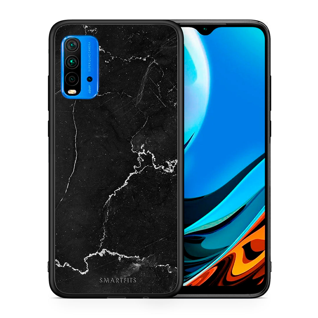 Θήκη Xiaomi Redmi 9T Marble Black από τη Smartfits με σχέδιο στο πίσω μέρος και μαύρο περίβλημα | Xiaomi Redmi 9T Marble Black case with colorful back and black bezels