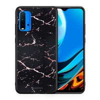 Thumbnail for Θήκη Xiaomi Poco M3 Black Rosegold Marble από τη Smartfits με σχέδιο στο πίσω μέρος και μαύρο περίβλημα | Xiaomi Poco M3 Black Rosegold Marble case with colorful back and black bezels