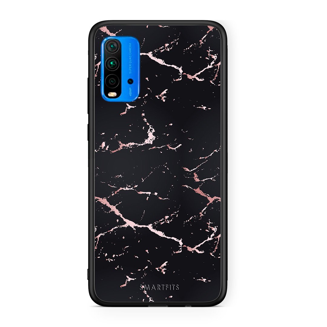 4 - Xiaomi Poco M3 Black Rosegold Marble case, cover, bumper