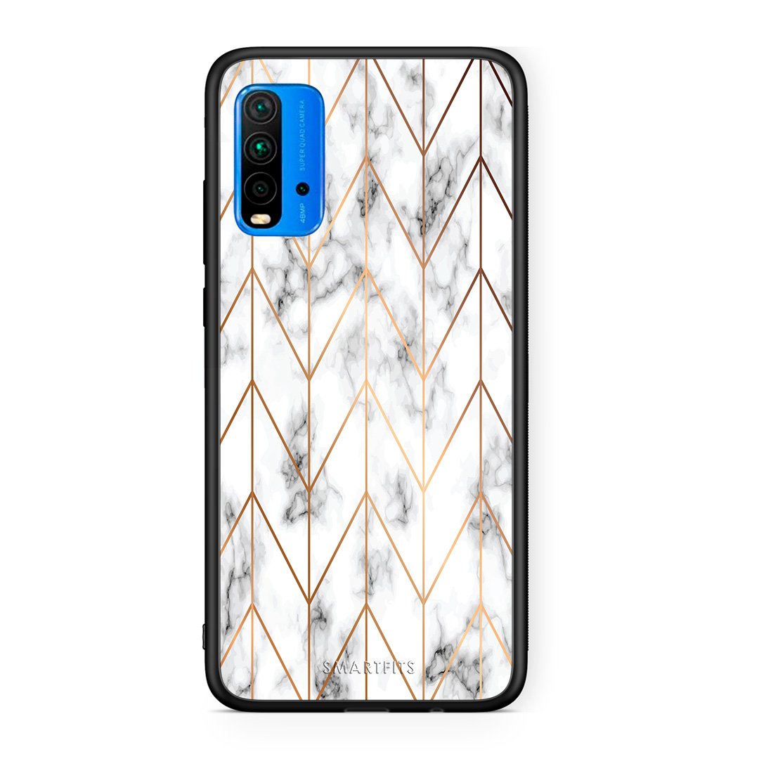 44 - Xiaomi Redmi 9T Gold Geometric Marble case, cover, bumper