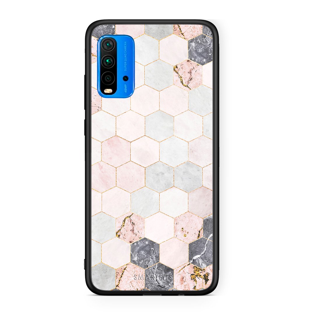 4 - Xiaomi Poco M3 Hexagon Pink Marble case, cover, bumper