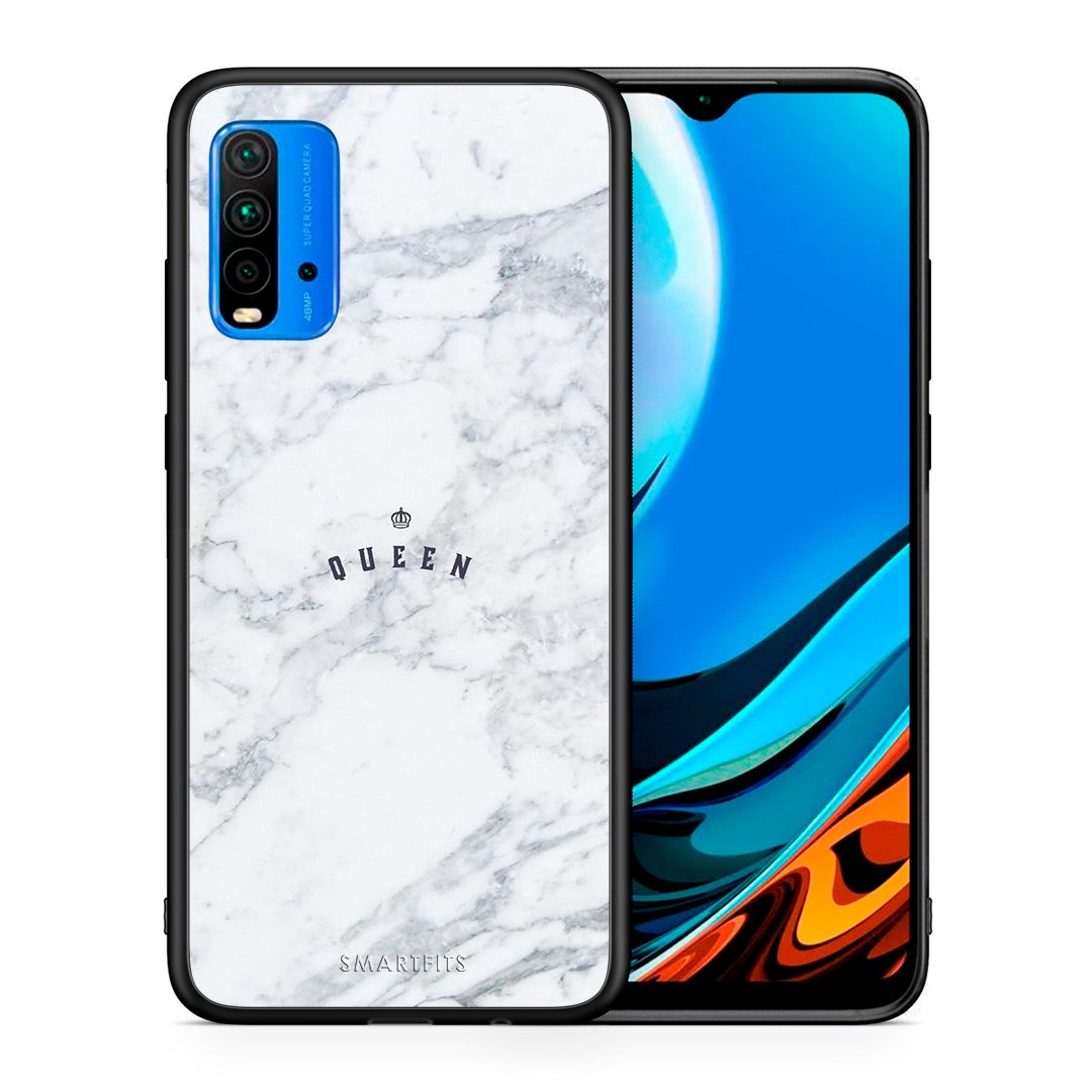 Θήκη Xiaomi Poco M3 Queen Marble από τη Smartfits με σχέδιο στο πίσω μέρος και μαύρο περίβλημα | Xiaomi Poco M3 Queen Marble case with colorful back and black bezels