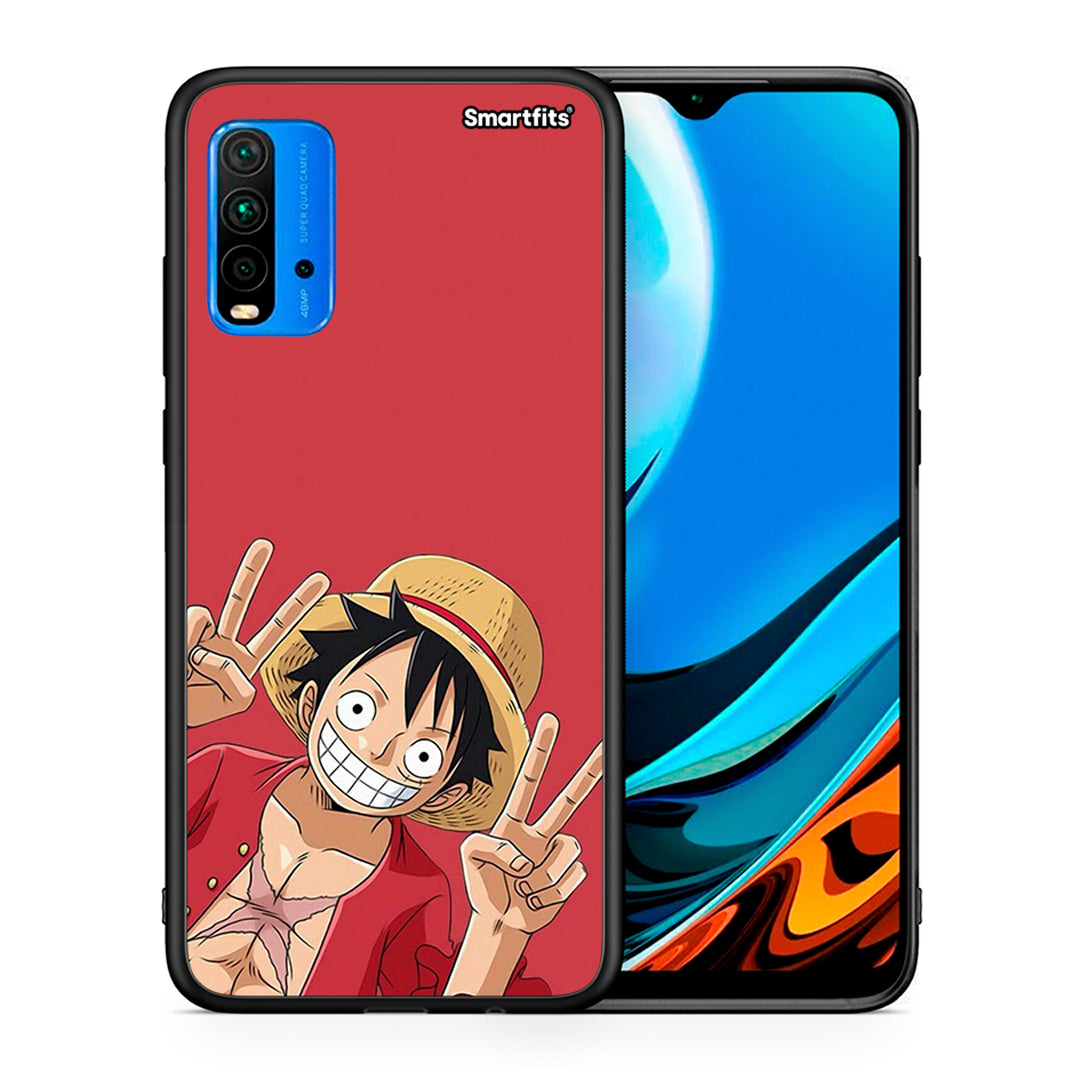 Θήκη Xiaomi Poco M3 Pirate Luffy από τη Smartfits με σχέδιο στο πίσω μέρος και μαύρο περίβλημα | Xiaomi Poco M3 Pirate Luffy case with colorful back and black bezels