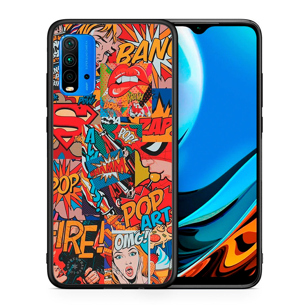 Θήκη Xiaomi Redmi 9T PopArt OMG από τη Smartfits με σχέδιο στο πίσω μέρος και μαύρο περίβλημα | Xiaomi Redmi 9T PopArt OMG case with colorful back and black bezels