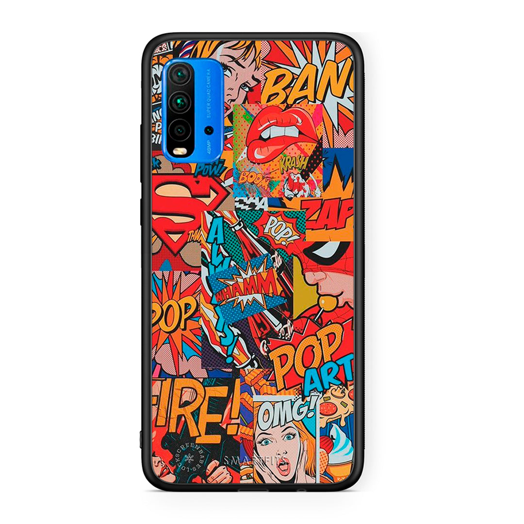 Xiaomi Redmi 9T PopArt OMG θήκη από τη Smartfits με σχέδιο στο πίσω μέρος και μαύρο περίβλημα | Smartphone case with colorful back and black bezels by Smartfits