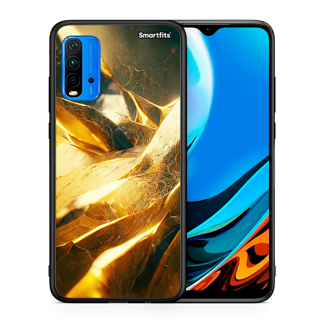 Θήκη Xiaomi Redmi 9T Real Gold από τη Smartfits με σχέδιο στο πίσω μέρος και μαύρο περίβλημα | Xiaomi Redmi 9T Real Gold case with colorful back and black bezels